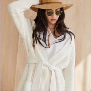 JENNI KAYNE Ivory Fisherman Belted Cardigan XS